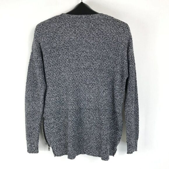 Madewell Landmark Textured Sweater Women's Medium Gray Knit Side Zip Pullover - Picture 7 of 12